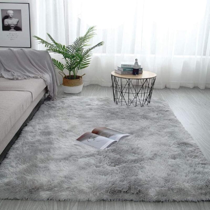 Memkey - Plush Shaggy Area Rugs Tapis en Fourrure Lisse et Soyeuse Tapis de Jeu antidérapant en Peluche Moderne d'intérieur en Peluche Moelleux (Gris