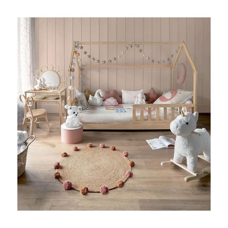 Kontarboor - Lit Cabane Enfant 90 x 190 cm Avec matelas ( Fabrication Européenne)