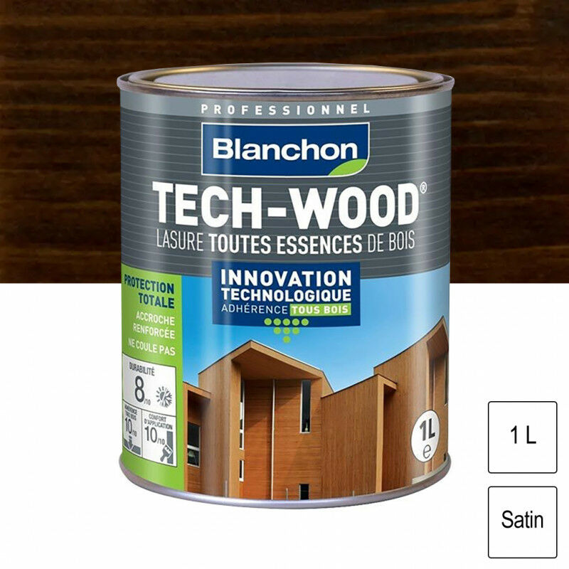 Lasure Tech-Wood Chêne rustique satin 1L Blanchon