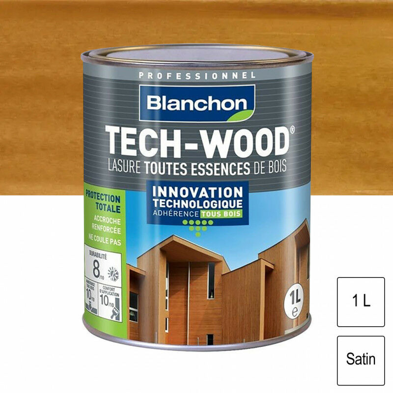 Lasure Tech-Wood Chêne doré satin 1L Blanchon