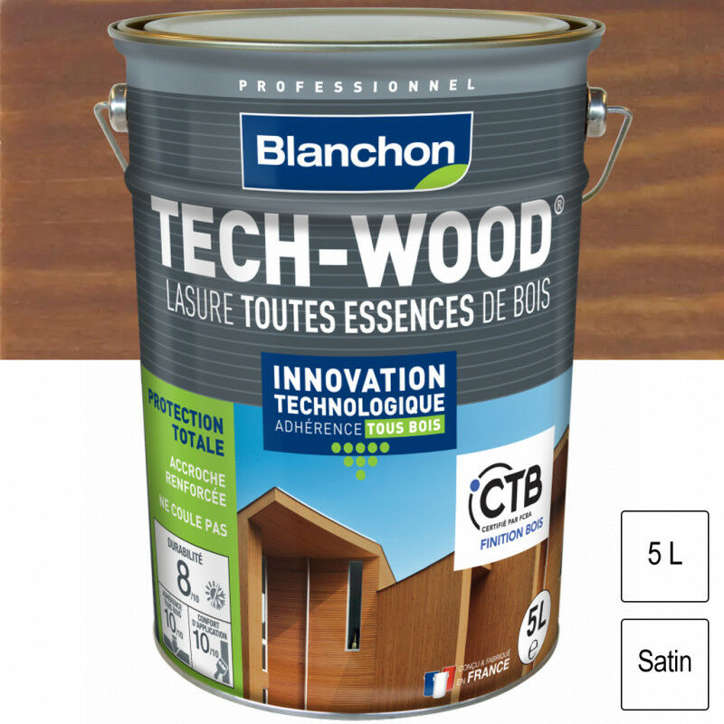 Blanchon - Lasure Tech-Wood Chêne moyen satin 5L
