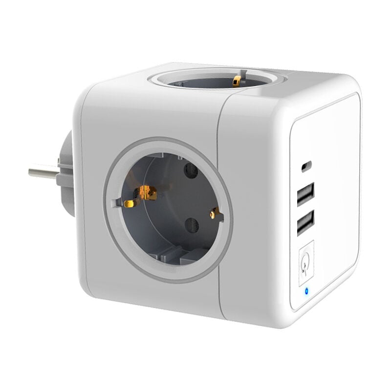 Plusieurs prises usb, multiprise murale cube 4 prises avec 2 alimentations usb, 1 alimentation de type c, bloc de prise de courant usb 7 en 1 avec