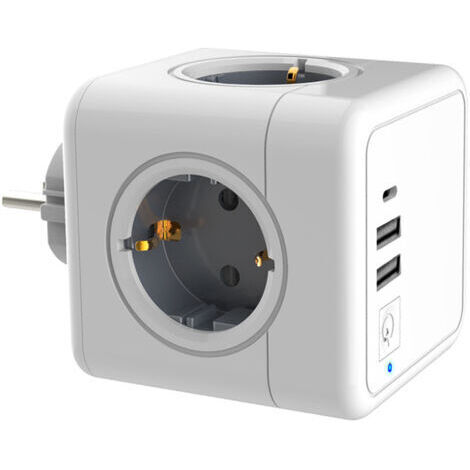 Plusieurs prises USB, multiprise murale cube 4 prises avec 2 alimentations USB, 1 alimentation de type C, bloc de prise de courant USB 7 en 1 avec interrupteur, chargeur de multiprise murale USB