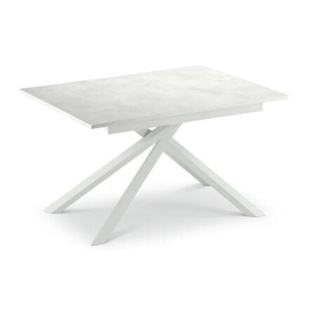 Pluto,  Tavolo allungabile con top in melaminico Cemento bianco (90cm X 140-190cm H. 76cm)  Duzzle
