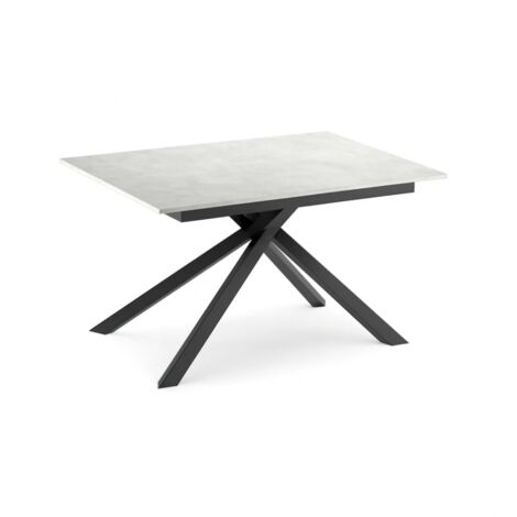 Pluto,  Tavolo allungabile con top in melaminico Cemento bianco (90cm X 140-190cm H. 76cm)  Duzzle