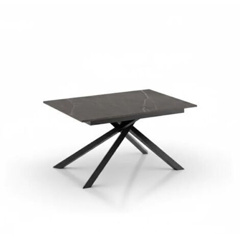 Pluto,  Tavolo allungabile con top in melaminico Marmo antracite (90cm X 140-190cm H. 76cm)  Duzzle