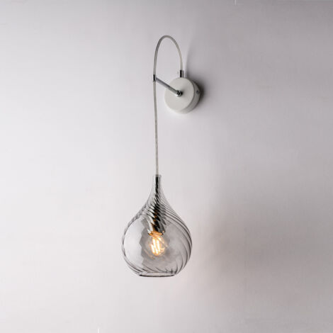Pluvia Applique en fer verre pyrex gris 1 lumière .14 P.21 BL264-AP1-GR