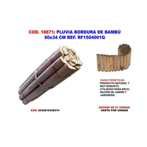 Pluvia Bordura de Bambú Rollo 60cm x 34cm Alto RF1504001Q