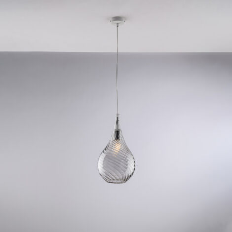 Pluvia - Eisenaufhängung mit grauem Pyrexglas 1 Licht 142 - Ø20 - BL264-S1-GR