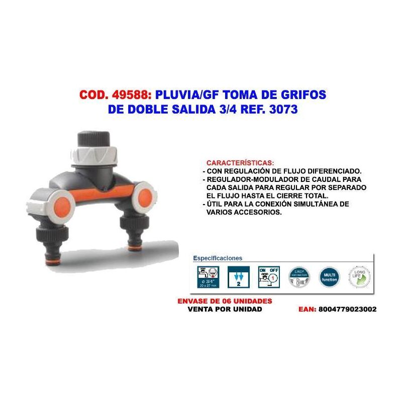 

pluvia-gf toma de grifos de doble salida 3-4 3073 - Mibricotienda