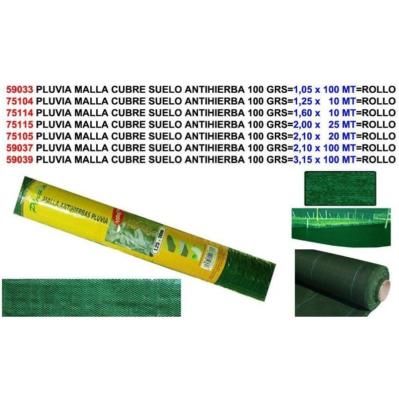 

MIBRICOTIENDA pluvia malla cubre suelo antihierba 100 gr 3,15x100 m- alto 3m-r