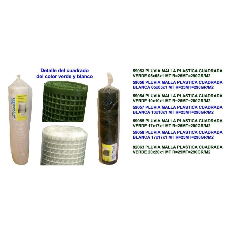 

pluvia malla plastica cuadrada 290gr-m2 blanca 05x05x1 mt r 25mt - Mibricotienda