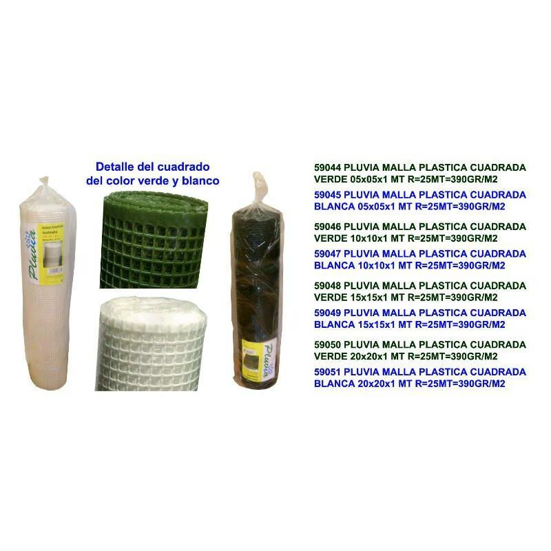 

pluvia malla plastica cuadrada 390gr-m2 blanca 05x05x1 mt r 25mt - Mibricotienda