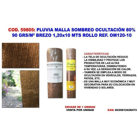 PLUVIA Malla Sombreo de Brezo 90g/m2 1,20x10 m Rollos