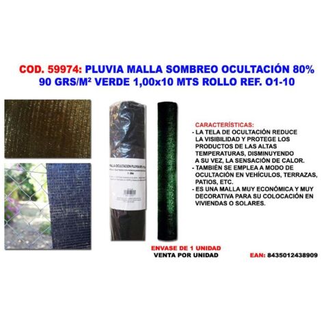 pluvia malla sombreo-ocultacion  90g-m2 verde 1,00x10 mt roll