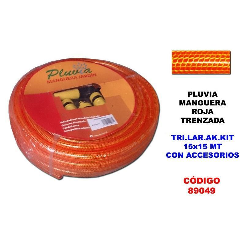 

pluvia manguera roja trenzada tri.lar.ak.kit 15x15 mt+accesorios - Mibricotienda