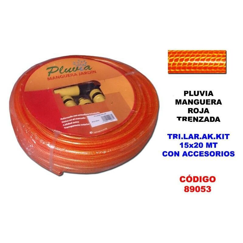 

pluvia manguera roja trenzada tri.lar.ak.kit 15x20 mt+accesorios - Mibricotienda
