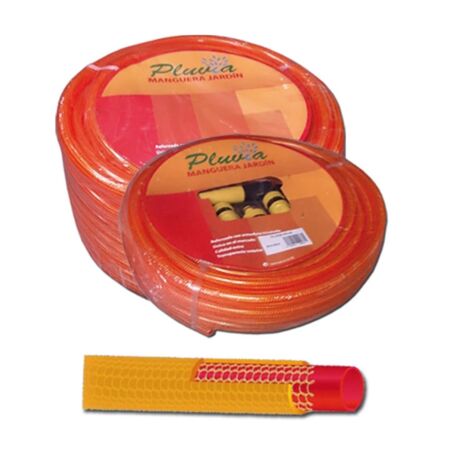 pluvia manguera roja trenzada tri.lar.ak.kit 15x15 mt+accesorios