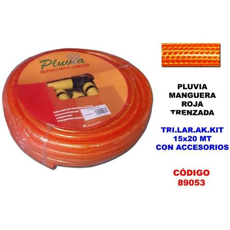 pluvia manguera roja trenzada tri.lar.ak.kit 15x20 mt+accesorios