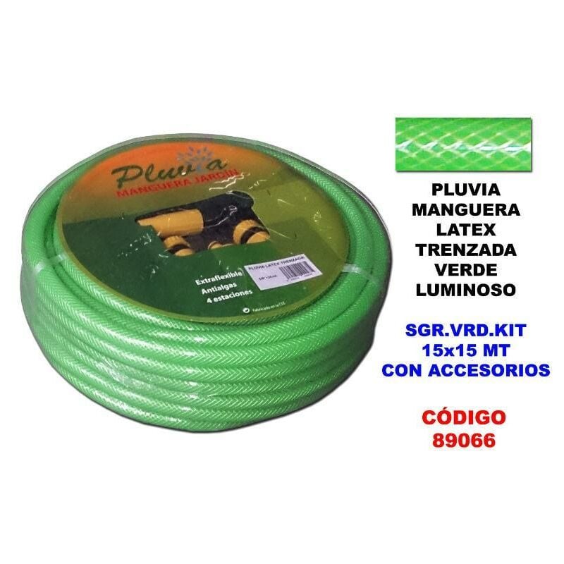 

pluvia manguera verde latex trenzada sgr.vrd.kit 15x15 mt+acces. - Mibricotienda