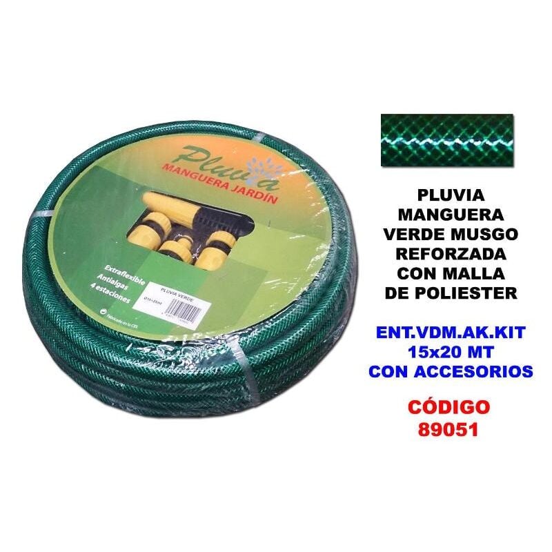 

pluvia manguera verde musgo ent.vdm.ak.kit 15x20 mt+accesorios - Mibricotienda