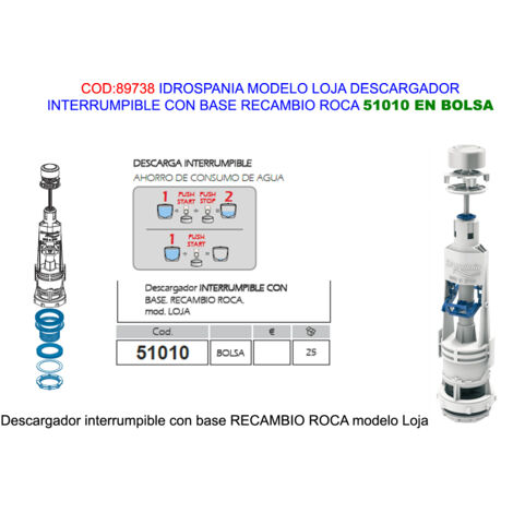 PLUVIA pluvia descargador loja wc baja interrumpible caja 51012