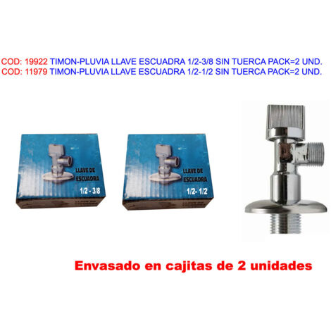 PLUVIA pluvia valvula llave escuadra  m-m 1-2-3-8  pack 2 u.