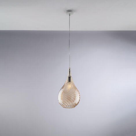 Pluvia Suspension Iron Avec Verre Pyrex Ambré 1 Lumière 142 D.20 Bl264-S1-Am