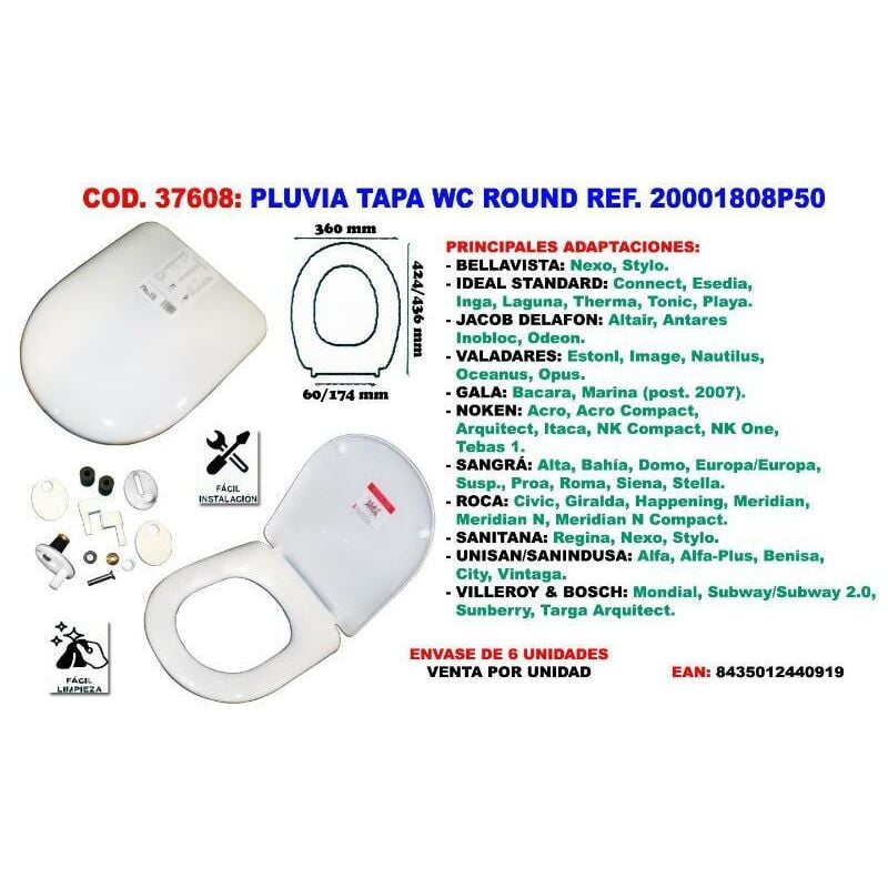 

pluvia tapa wc round ref. 20001808p50 - Mibricotienda