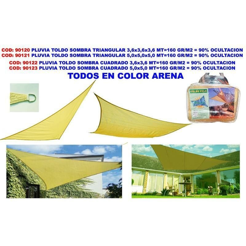 

pluvia toldo sombra cuadrado 5,0x5,0 mt 160 gr-m2 90% ocultacion - Mibricotienda