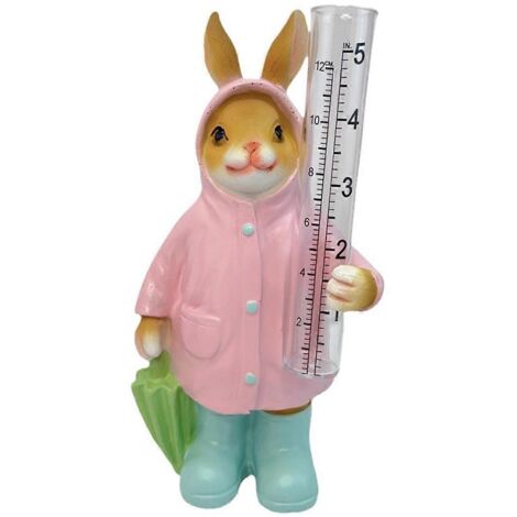 Pluviomètre de jardin, paysage agricole, statue d'animal en résine pour extérieur, lapin