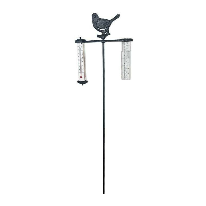 Pluviomètre en fonte avec thermomètre 22x88cm