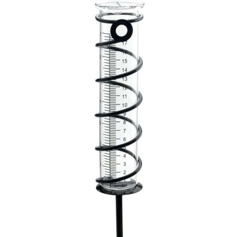 Pluviomètre extérieur en Verre, Pluviomètres en Verre avec Piquet en Métal Pluviomètre Exterieur Pluie Tube de Mesure Pluviomètre de Jardin en Verre avec échelle Claire