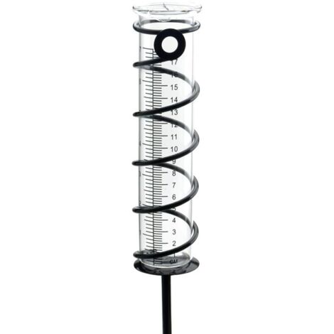 Pluviomètre extérieur en Verre, Pluviomètres en Verre avec Piquet en Métal Pluviomètre Exterieur Pluie Tube de Mesure Pluviomètre de Jardin en Verre avec échelle Claire