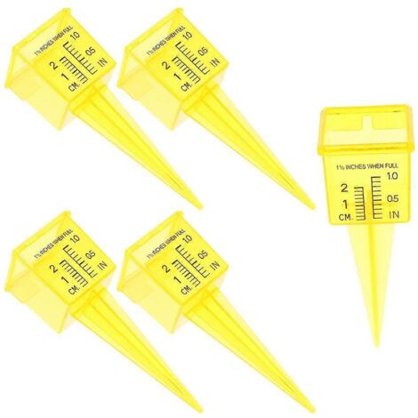 Pluviomètre jaune pour arroseur de jardin, surveillance précise de l'arrosage, lot de 5-AquaForge