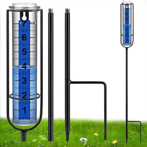 Pluviomètre pour extérieur, étanche au Gel, pluviomètre pour mesurer la Pluie, pluviomètre en Hauteur réglable avec Piquet et Brosse de Nettoyage, pluviomètre en Plastique