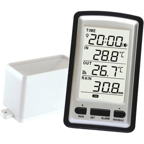 Pluviomètre Pratique de Table, Pluviomètre à Affichage Clair, Station Météo sans Fil avec Collecteur à Vidange Automatique, Moniteur Numérique pour Usage Domestique et de Table