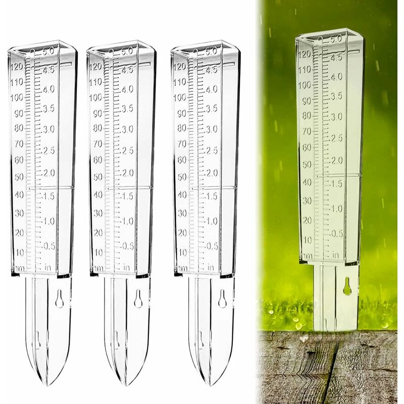 Pluviomètre,Pluviomètres,3 Pcs 120mm Qualité Pluviomètrese Extérieur Transparent Précis Plastique pour Jardin Jardinage Les Terres Agricoles Patio(26