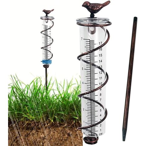 pluviomètres,pluviometre Exterieur Resistant Gel,pluviometre Exterieur Jardin,pluviomètre en Verre avec Support,Outil de Mesure des Précipitations, Pluviomètre Décoratif pour Jardin, Cour(17CM)