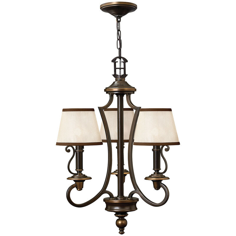 Plymouth - Multi Arm Chandelier 3 Light Olde Bronze Finish, E14 - Elstead