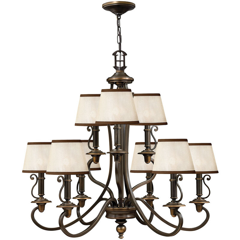 Plymouth - 9 Light Multi Arm Chandelier Olde Bronze Finish, E14 - Elstead