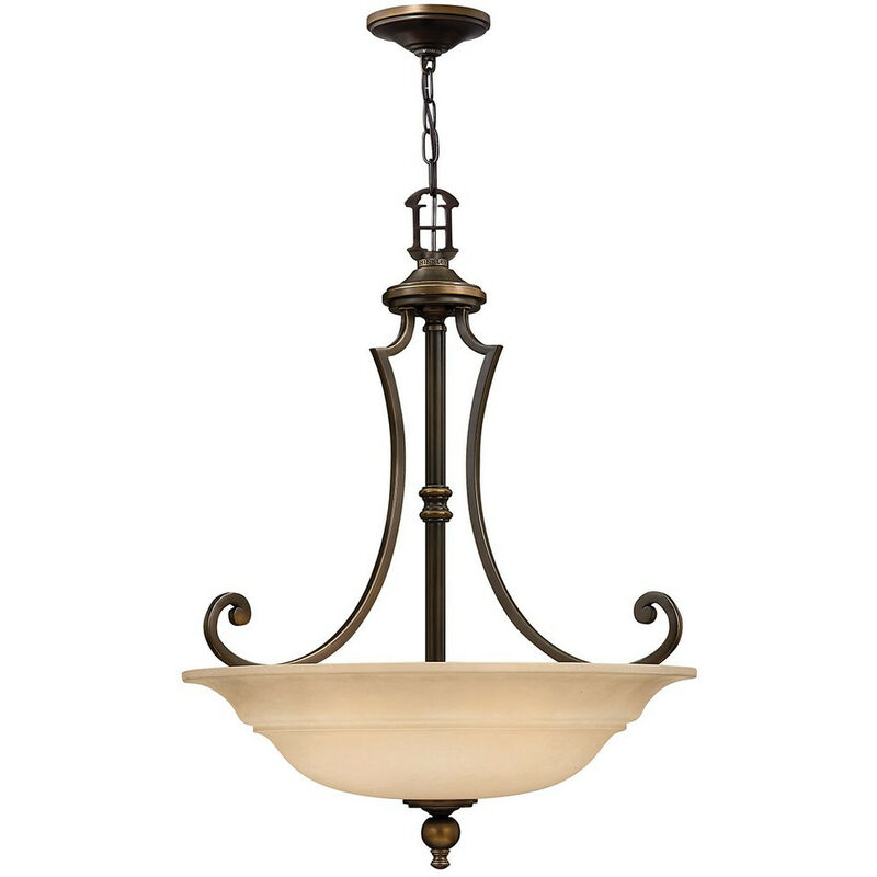 Elstead Hinkley Plymouth Bowl Ceiling Pendant Light 3x E27 Olde Bronze