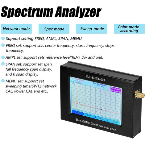 PLZ-SA35-4400-A1, analizzatore di spettro, analizzatore di rete, fonte del segnale che segue la fonte, frequenza della larghezza di banda di ampiezza 35-4400MHz, LCD a colori con controllo completo del touch screen