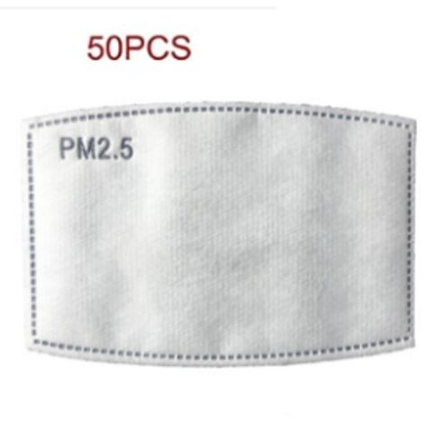 PM2.5-Aktivkohlefilterpatrone für Erwachsene, Atemwegsfilterpatrone, 5-lagige Schutzfilterpatrone, Unisex (Erwachsenengröße), Packung mit 50 Stück