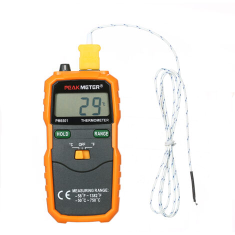 LIFCAUSAL PEAKMETER PM6501 Thermomètre électronique avec sonde thermocouple Thermomètre industriel numérique