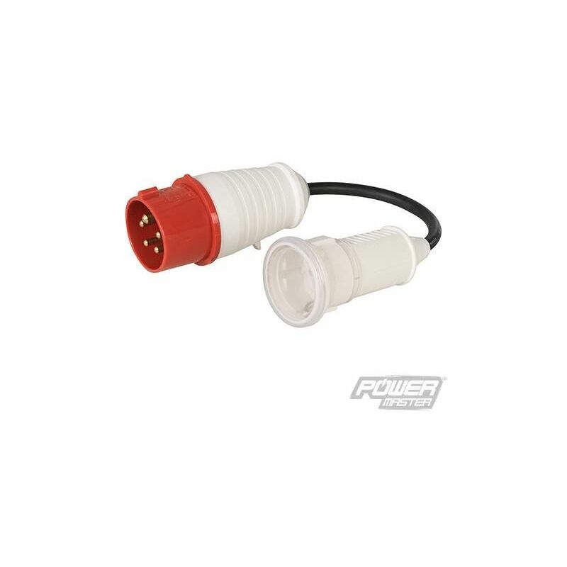 16A CEE Plug Schuko Socket Fly Lead Converter 400V 5 Pin 603073 - Powermaster