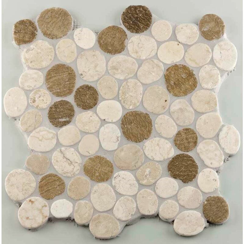 Mosaïque façon galets - Série pebble - 30 x 30 pebble White sunset mix