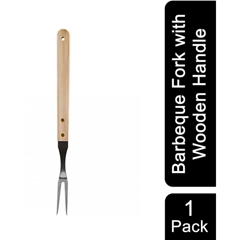 PMS Chef's Choice Ergonomic Design Stainless Steel BBQ Fork With Wooden Handle