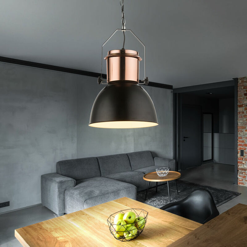 

Péndulo de techo Lámpara colgante Luminaria Cable textil Cobre negro Sala de estar Oficina