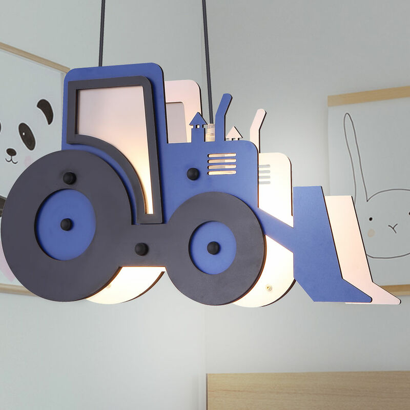 

Péndulo de techo lámpara para niños tractor tractor sala de juegos niños lámpara colgante azul negro